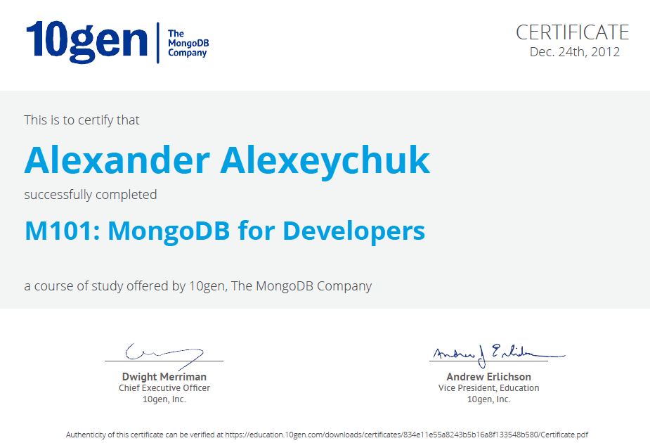 M101: MongoDB for Developers